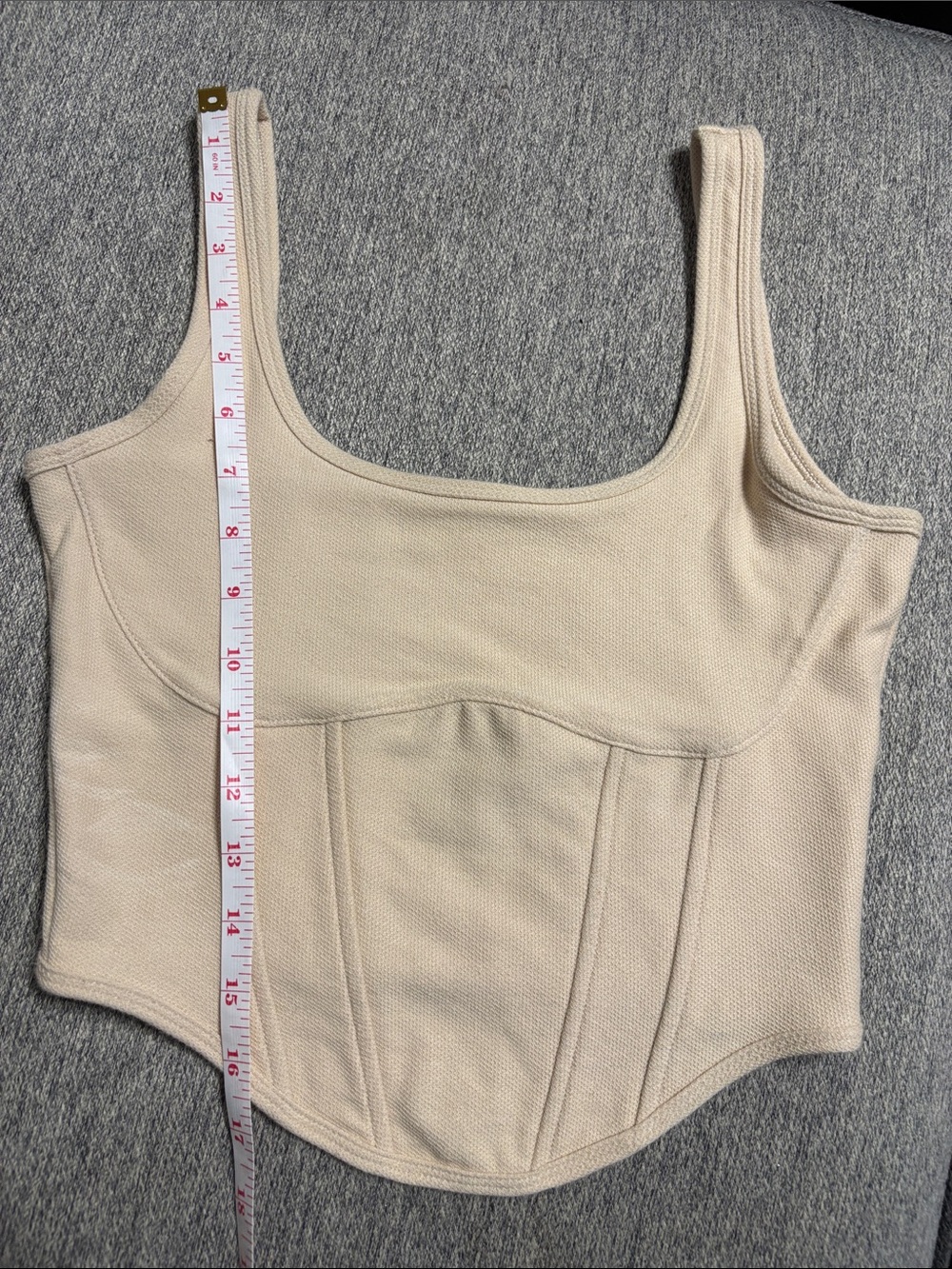 Victoria Secret/Pink: Women's Cream Textured Corset-Style Bandeau Tank